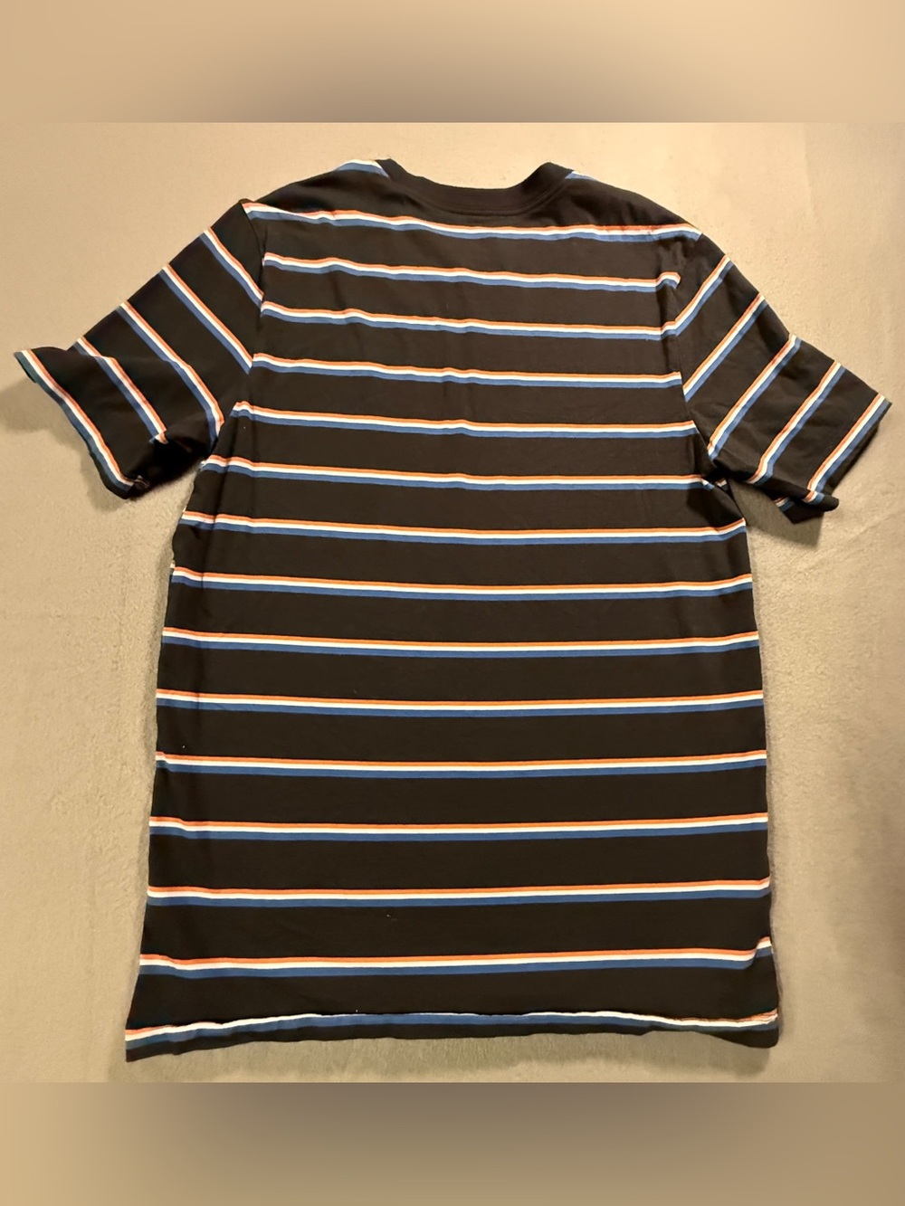 Nike Black Crewneck Tee with Blue and Orange Stripes - Picture 2 of 6